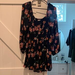 Abercrombie & Fitch Navy Floral Babydoll Dress Tunic